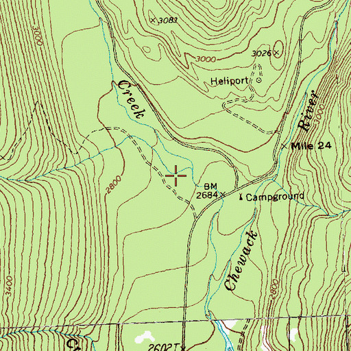Topographic Map of Farewell Creek, WA