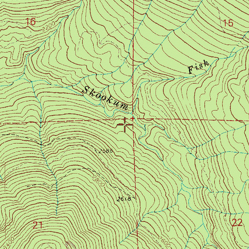 Topographic Map of Fish Creek, WA