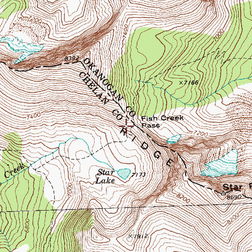 Topographic Map of Fish Creek Pass, WA