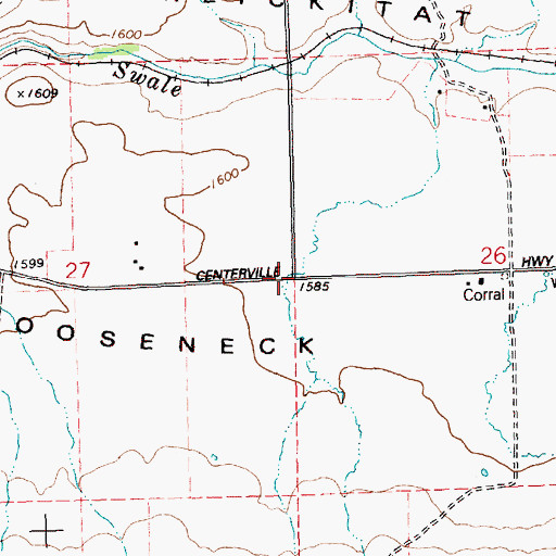 Topographic Map of Gooseneck, WA