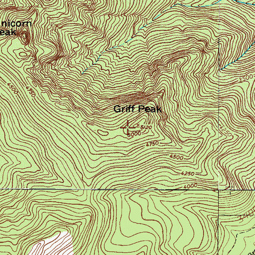 Topographic Map of Griff Peak, WA