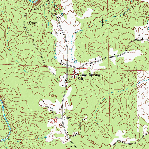Topographic Map of Lime Springs Methodist Church, AL