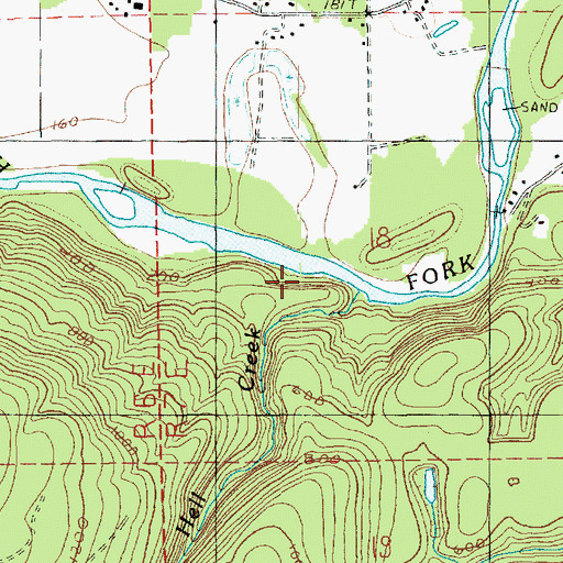 Topographic Map of Hell Creek, WA