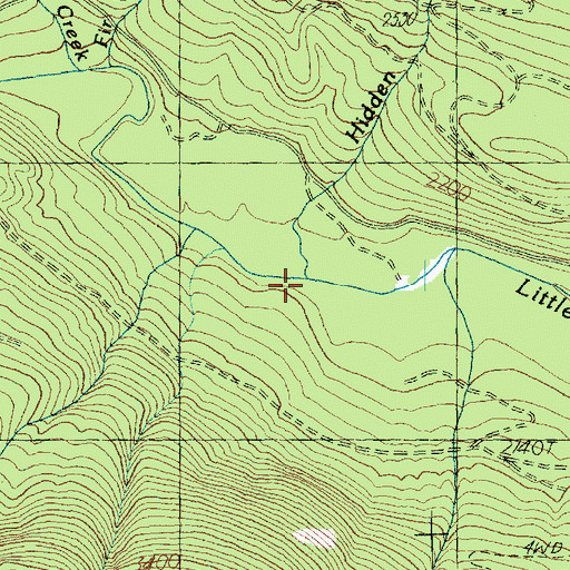 Topographic Map of Hidden Creek, WA