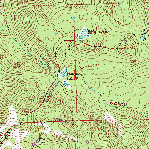 Topographic Map of Hope Lake, WA