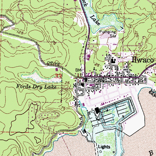 Topographic Map of Ilwaco, WA