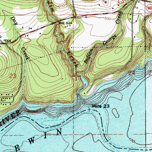 Topographic Map of Indian George Creek, WA