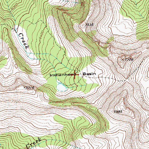 Topographic Map of Indianhead Basin, WA