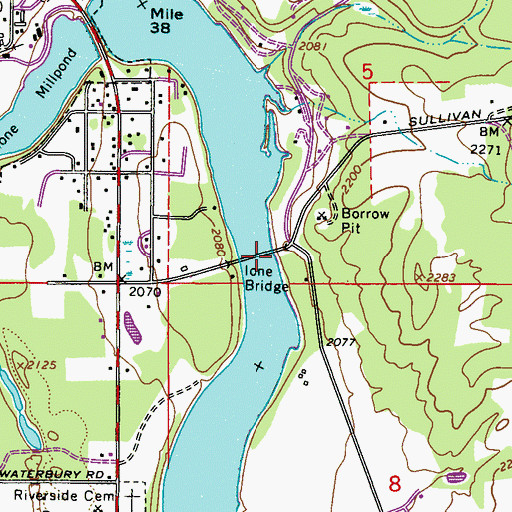 Topographic Map of Ione Bridge, WA