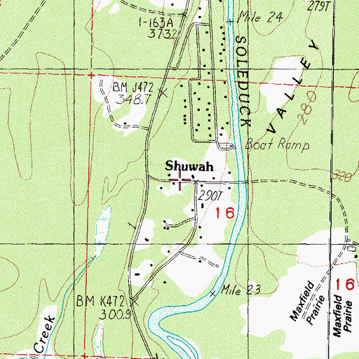 Topographic Map of Shuwah, WA