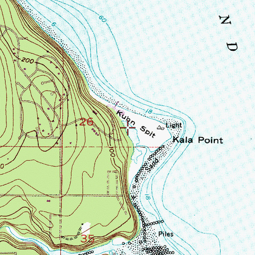 Topographic Map of Kuhn Spit, WA