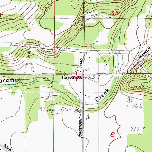 Topographic Map of Lacamas, WA