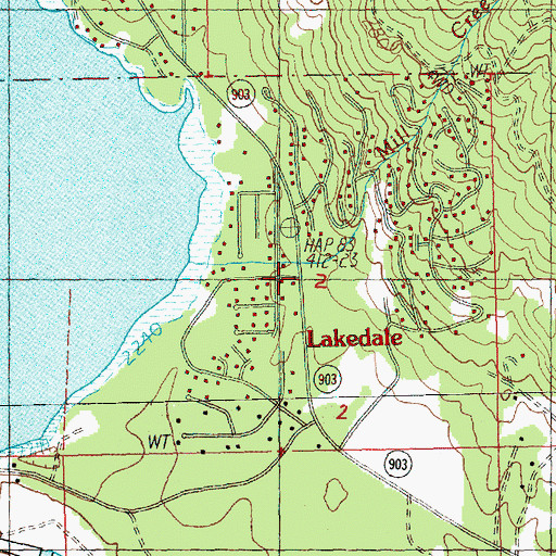 Topographic Map of Lakedale, WA