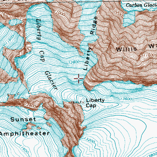 Topographic Map of Liberty Ridge, WA