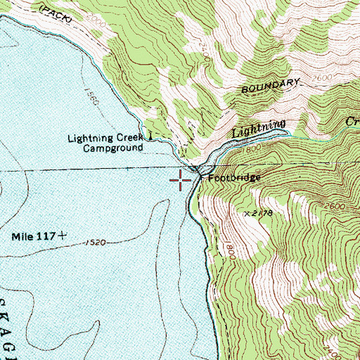 Topographic Map of Lightning Creek, WA