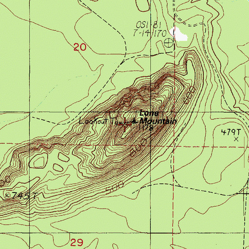 Topographic Map of Lone Mountain, WA