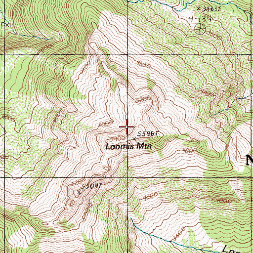 Topographic Map of Loomis Mountain, WA
