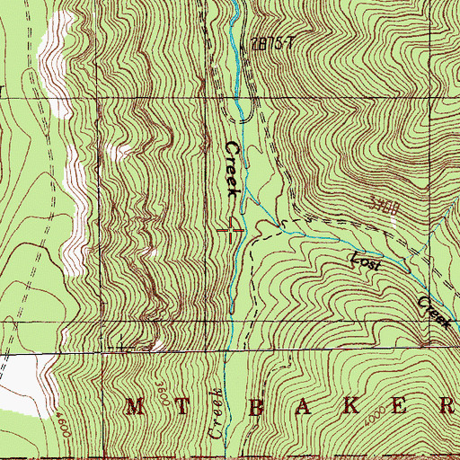 Topographic Map of Lost Creek, WA