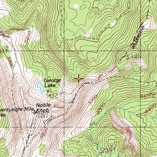 Topographic Map of Lost Lake Trail, WA