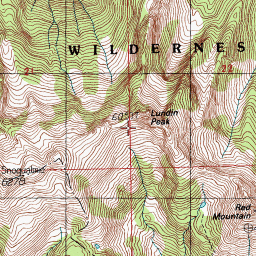 Topographic Map of Lundin Peak, WA