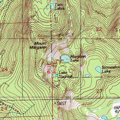 Topographic Map of Margaret Lake, WA
