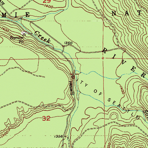 Topographic Map of Middle Fork Taylor Creek, WA