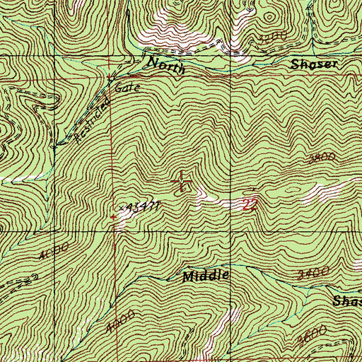 Topographic Map of Middle Shaser Trail, WA