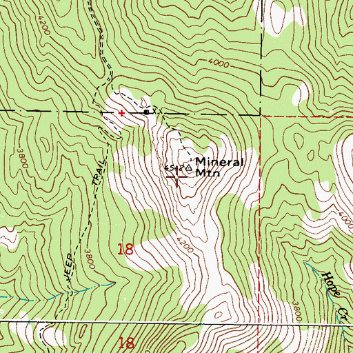 Topographic Map of Mineral Mountain, WA