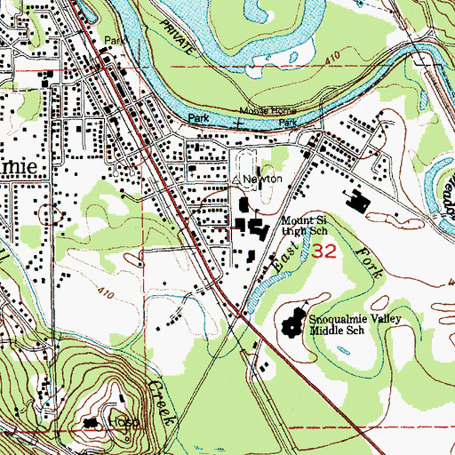 Topographic Map of Mount Si High School, WA