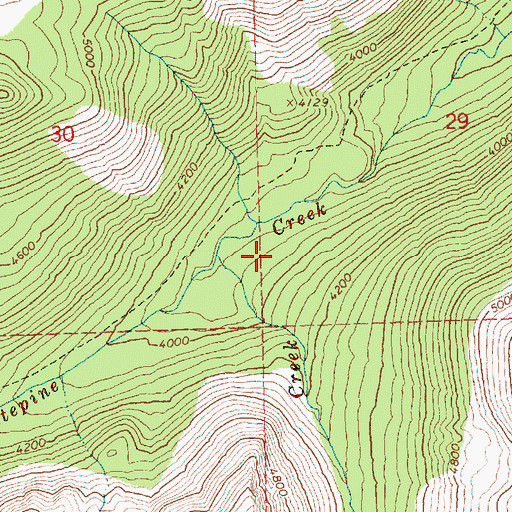 Topographic Map of Mule Creek, WA