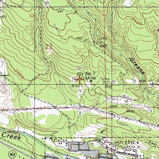 Topographic Map of Number 7 Mine, WA