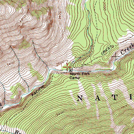 Topographic Map of North Fork Campsite, WA