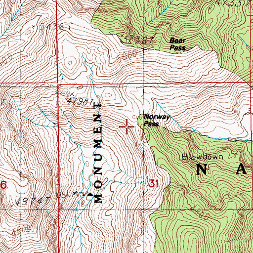 Topographic Map of Norway Pass, WA