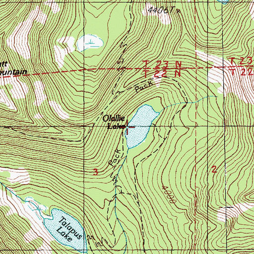 Topographic Map of Olallie Lake, WA