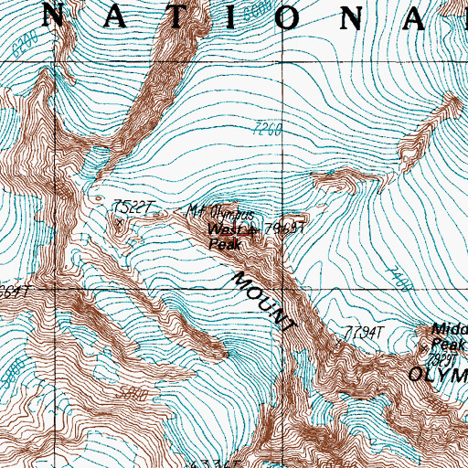 Topographic Map of Mount Olympus, WA