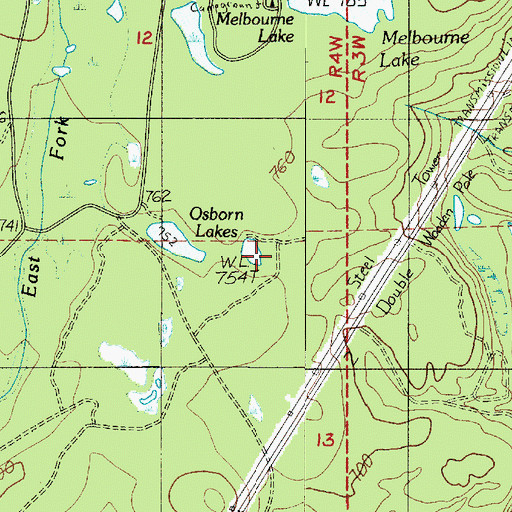 Topographic Map of Osborn Lakes, WA