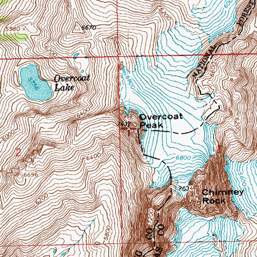 Topographic Map of Overcoat Peak, WA
