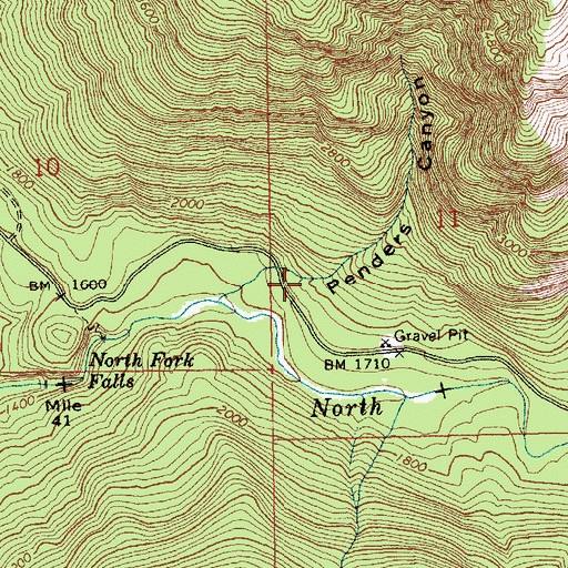 Topographic Map of Penders Canyon, WA