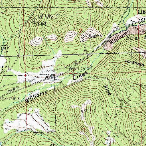 Topographic Map of Pine Gulch, WA
