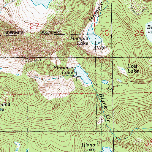 Topographic Map of Pinnacle Lake, WA