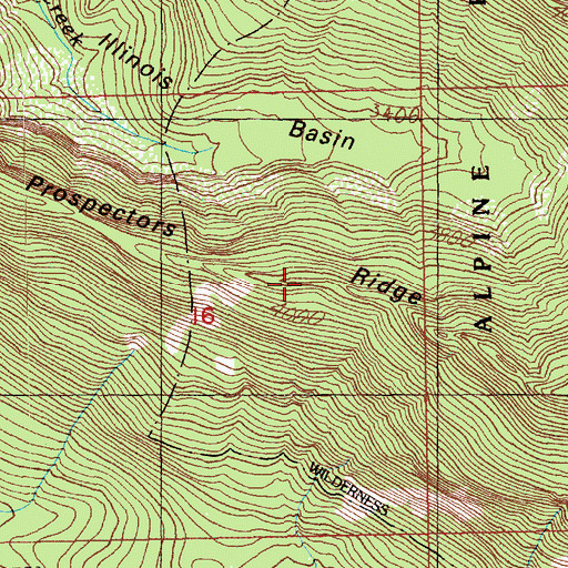 Topographic Map of Prospectors Ridge, WA