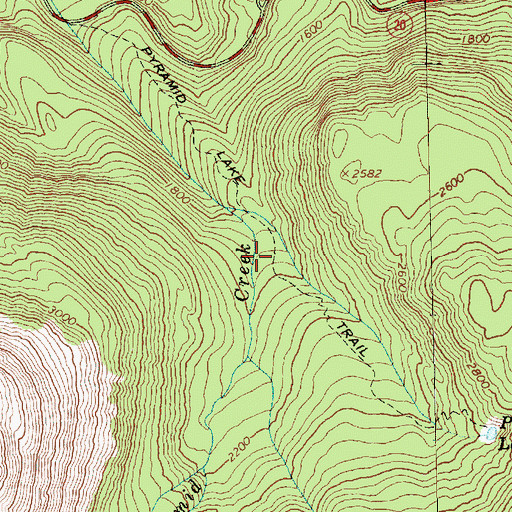 Topographic Map of Pyramid Lake Trail, WA