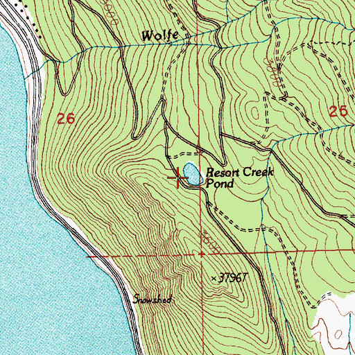 Topographic Map of Resort Creek Pond, WA