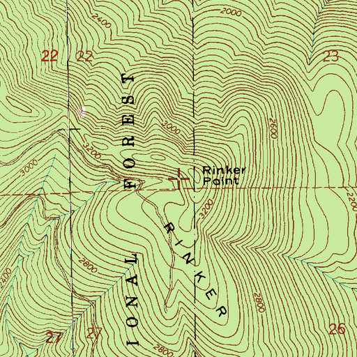 Topographic Map of Rinker Ridge, WA