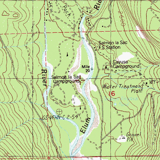 Topographic Map of Salmon la Sac Creek, WA