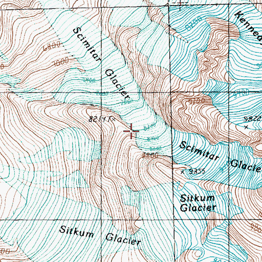 Topographic Map of Scimitar Glacier, WA