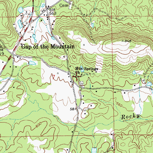Topographic Map of Mountain Springs Methodist Church, AL