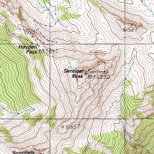 Topographic Map of Sentinel Peak, WA