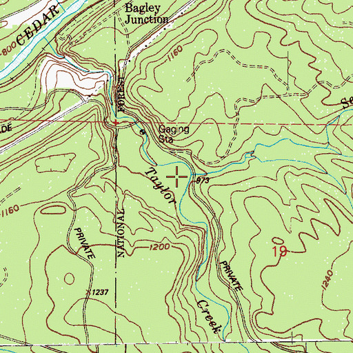 Topographic Map of Seventeen Creek, WA