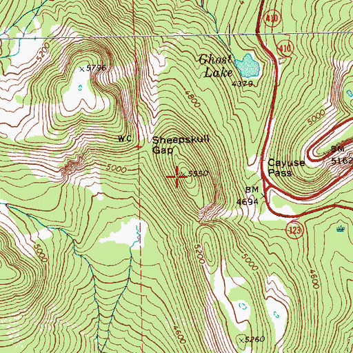 Topographic Map of Sheepskull Gap, WA